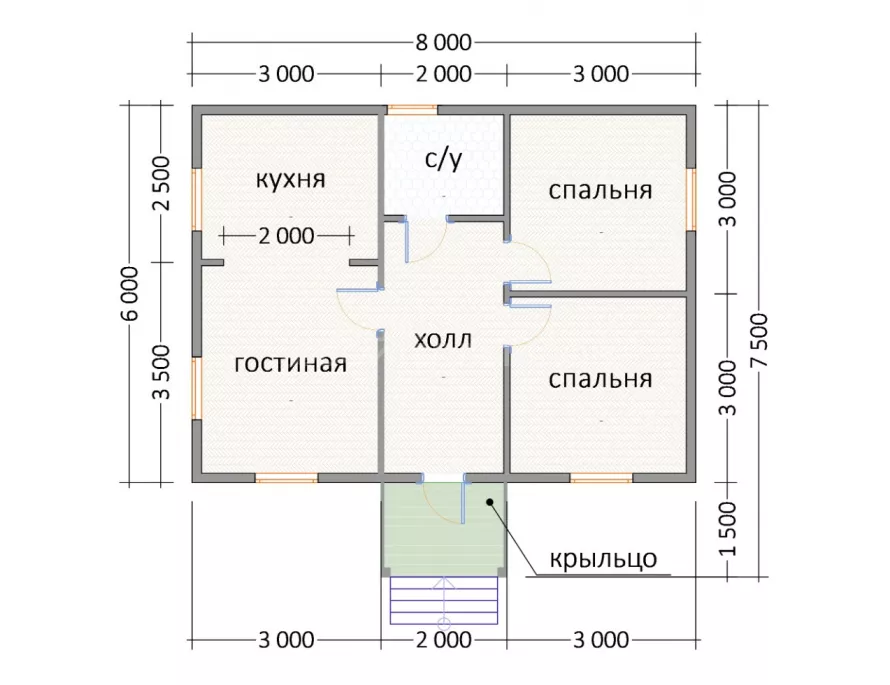 Каркасный дом 6х8 К-17