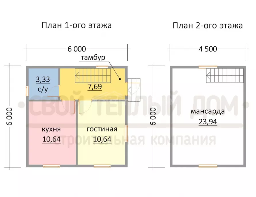 Каркасный дом 6х6 КМ-6