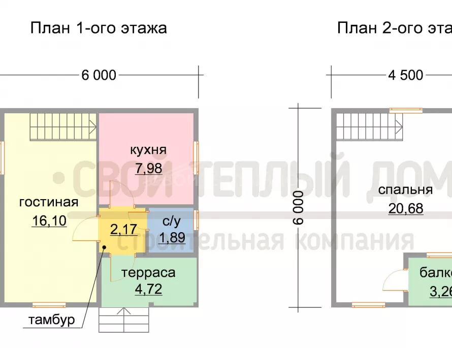 Каркасный дом 6х6 КМ-20