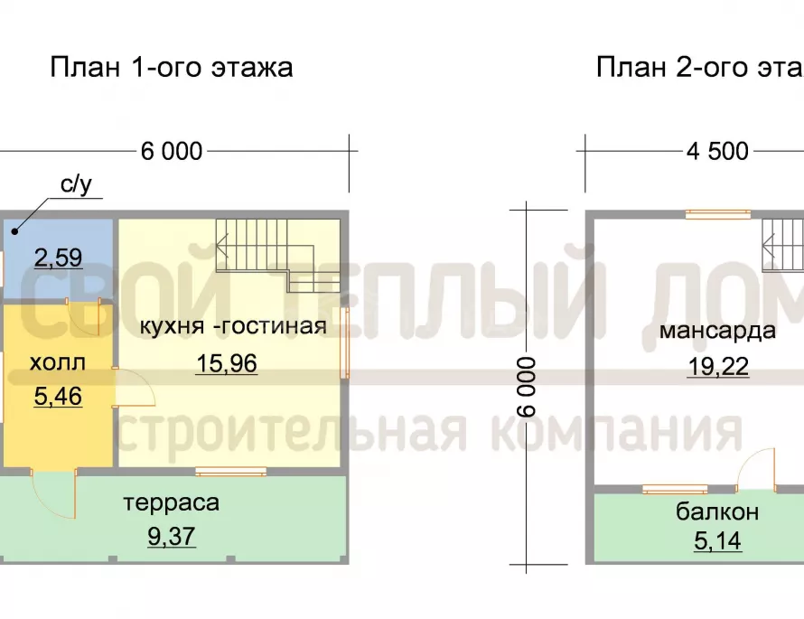 Каркасный дом 6х6 КМ-28