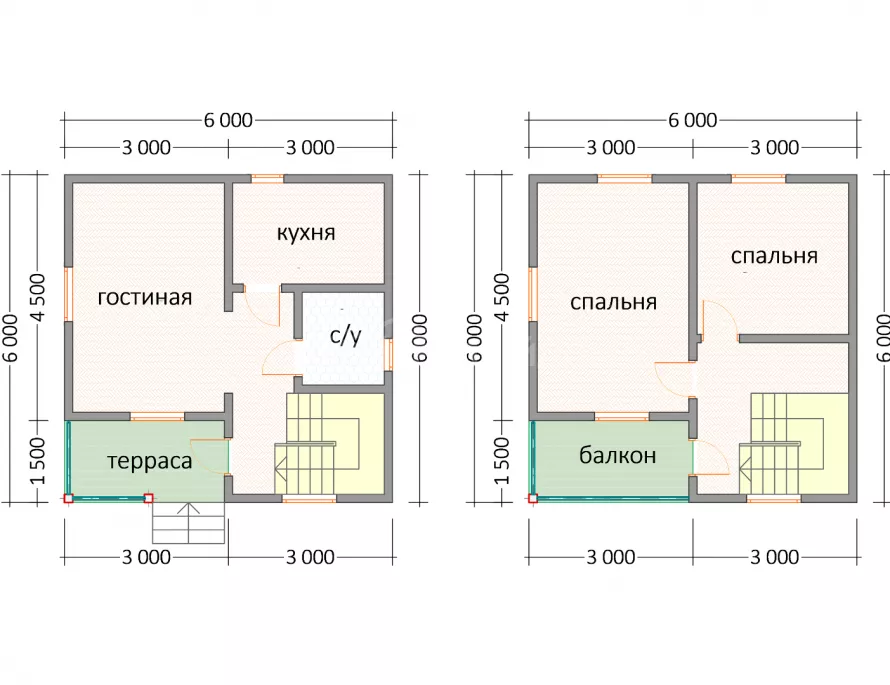 Каркасный дом 6х6 КД-21