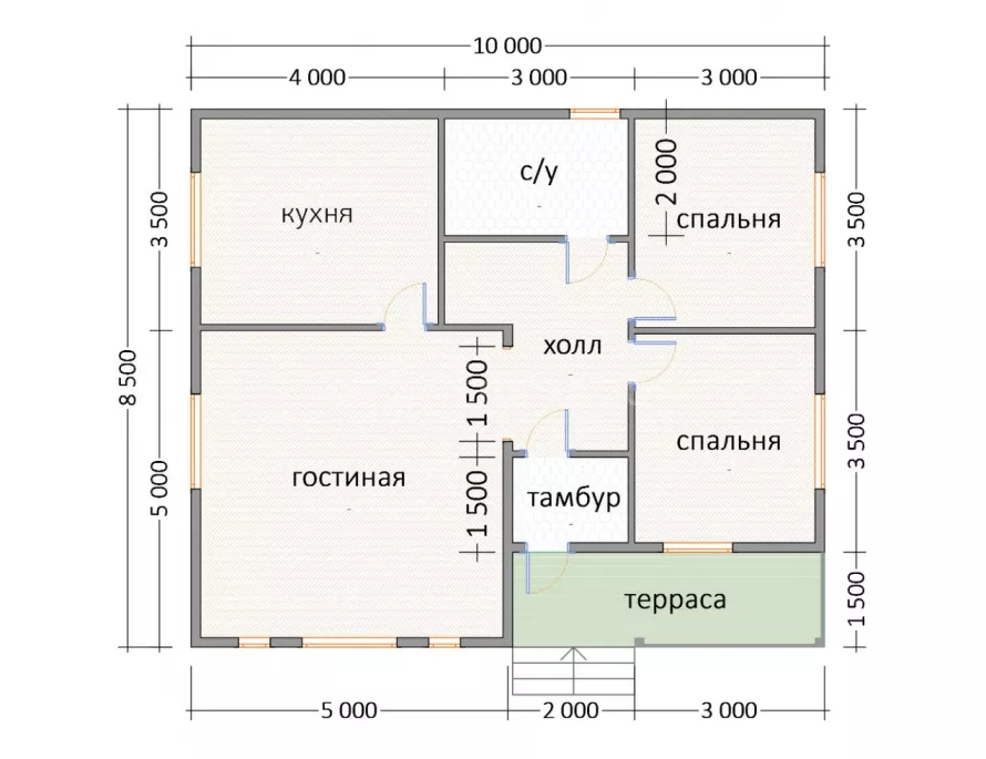 Дом из бруса 8,5х10 Д-6