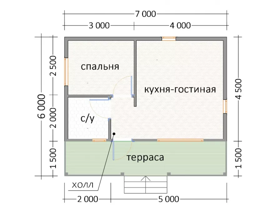 Дом из бруса 6х7 Д-8