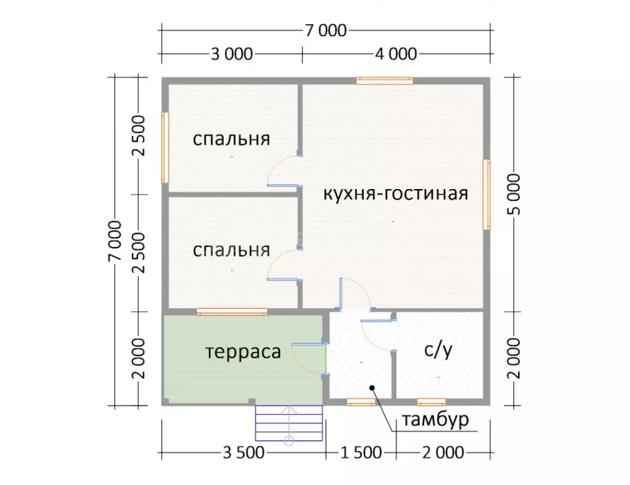 Дом из бруса 7х7 Д-12