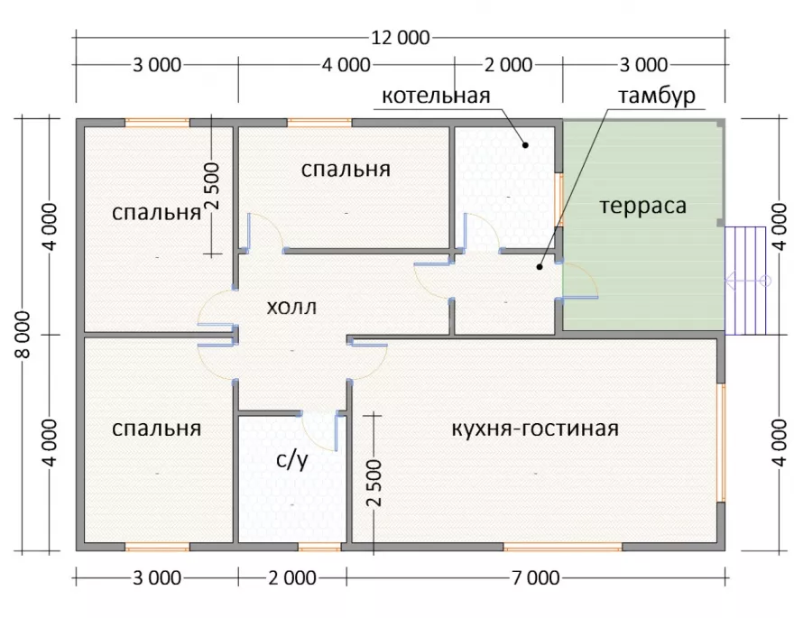 Дом из бруса 8х12 Д-14