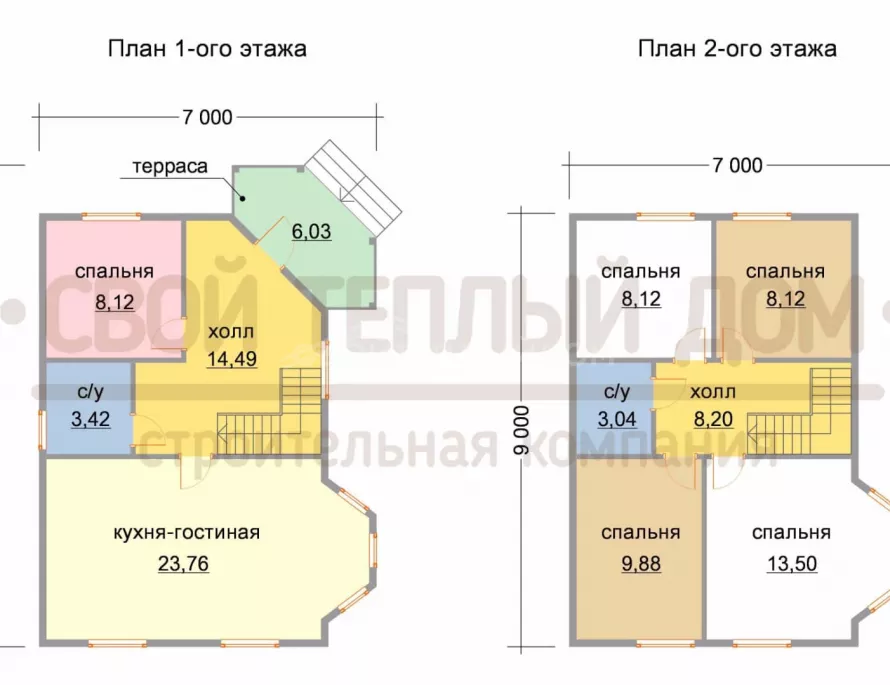 Дом из бруса 8,5х7,5 ДД-44