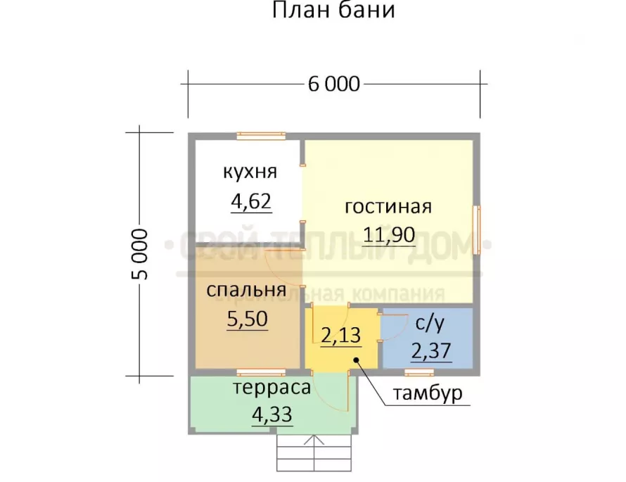 Каркасная баня 5х6 С-1