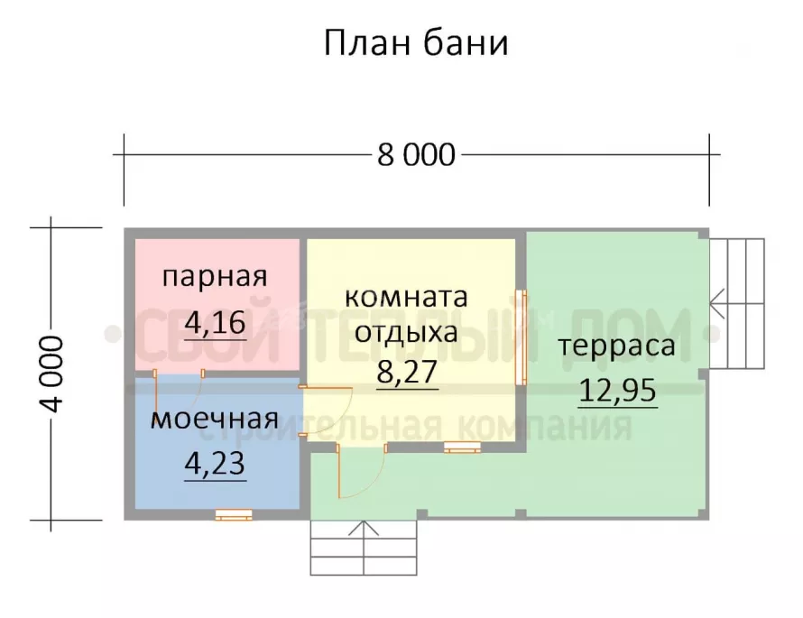 Баня из бруса 4х8 Б-12