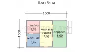 Каркасная баня 4х6 С-6
