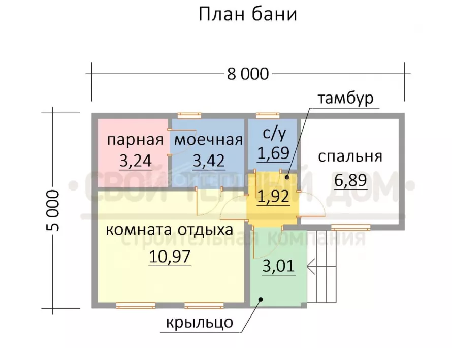 Каркасная баня 5х8 С-11