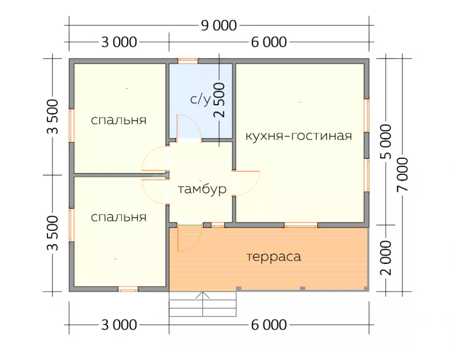 Дом из бруса 7х9 Д-20