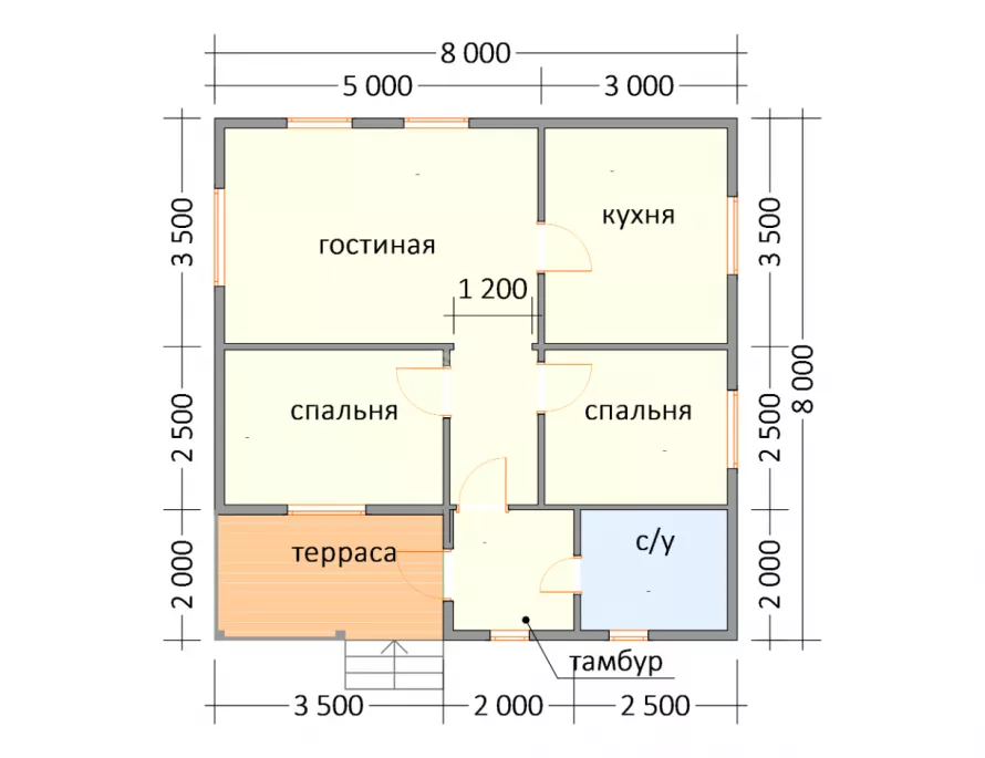 Дом из бруса 8х8 Д-21