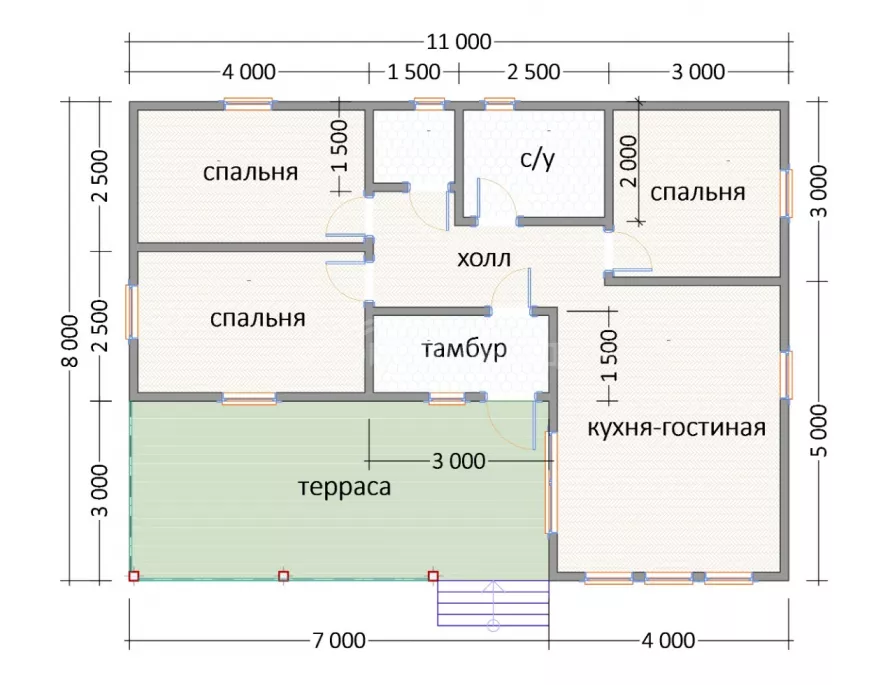 Каркасный дом 8х11 К-29