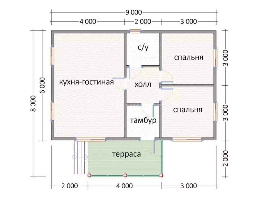 Каркасный дом 6х9 К-32