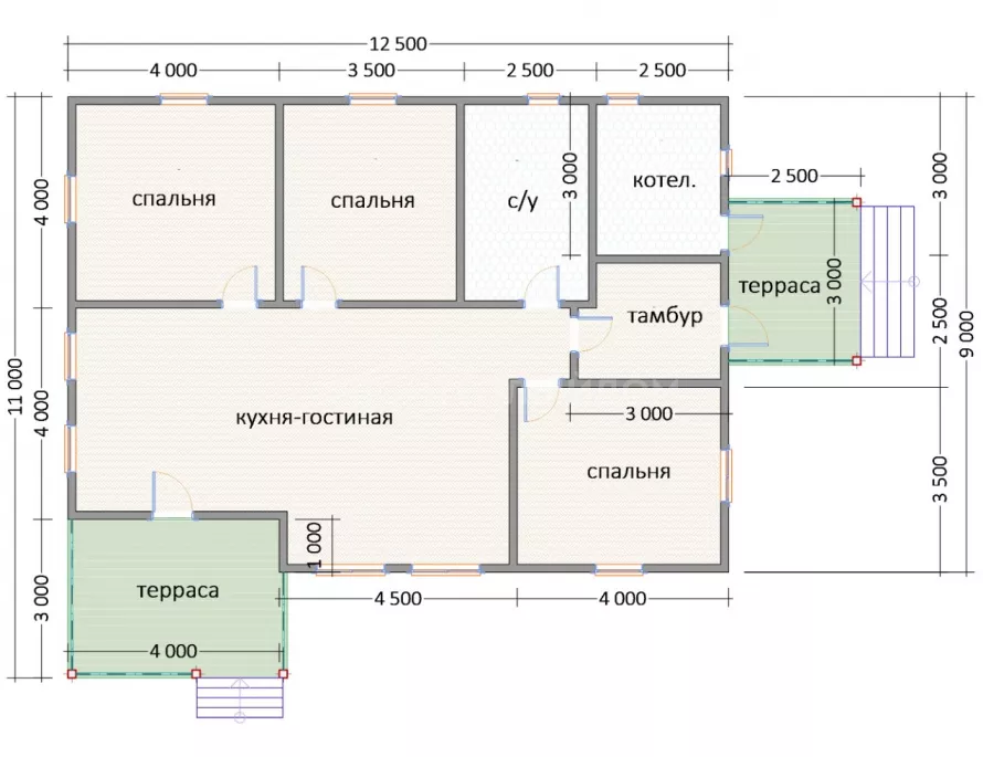 Каркасный дом 11х12,5 К-33