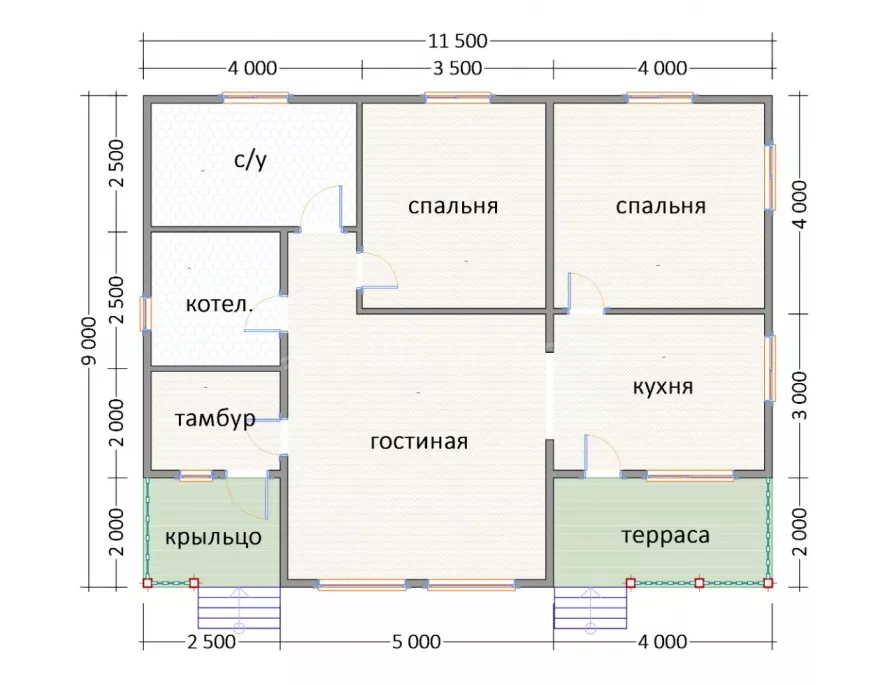 Каркасный дом 9х11,5 К-34