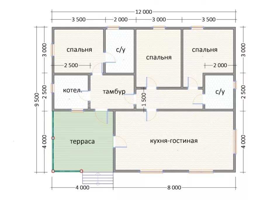 Каркасный дом 9,5х12,5 К-35