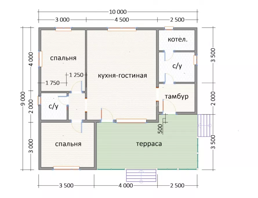 Каркасный дом 9х10 К-36