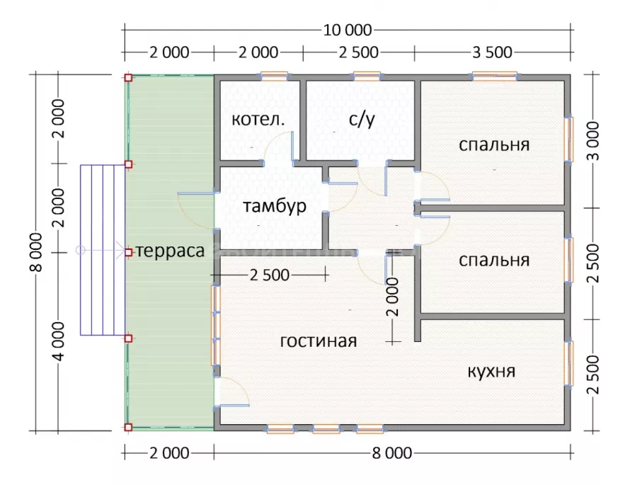 Дом из бруса 8х10 Д-26