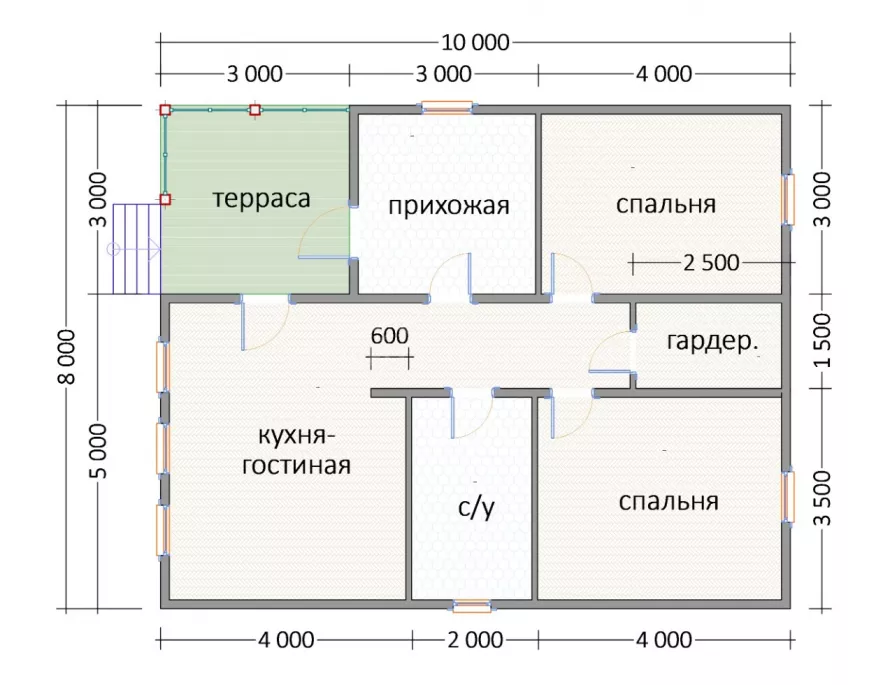 Дом из бруса 8х10 Д-27