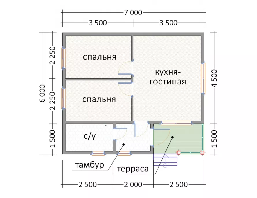Дом из бруса 6х7 Д-28