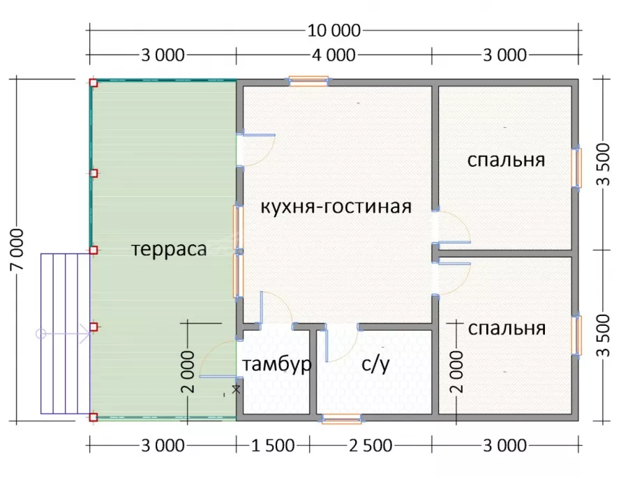 Дом из бруса 7х10 Д-30