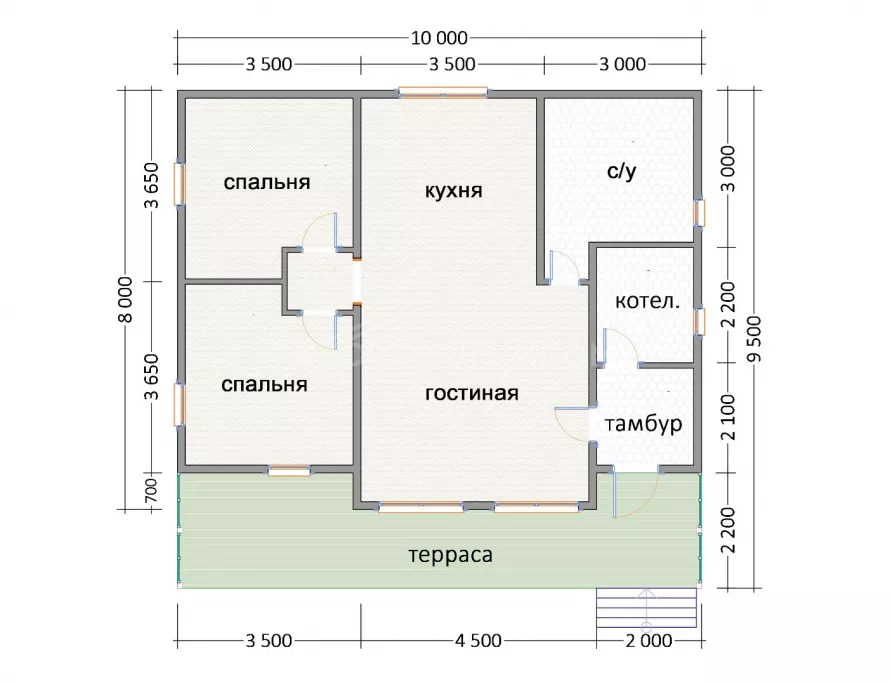 Каркасный дом 9,5х10 К-37