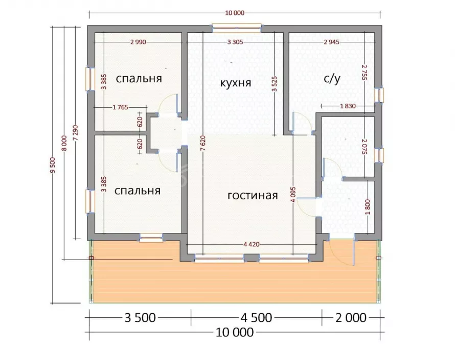 Дом из бруса 9,5х10 Д-37