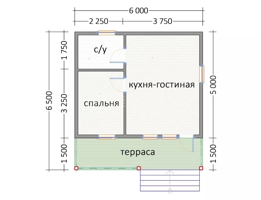 Мини дом 6х6,5 МД-1