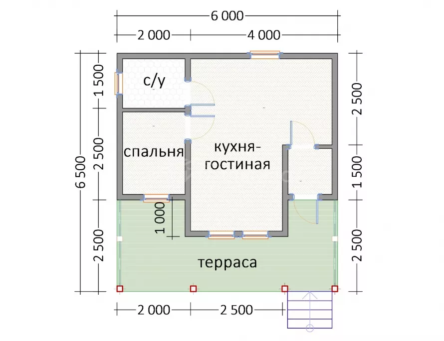Мини дом 6х6,5 МД-3