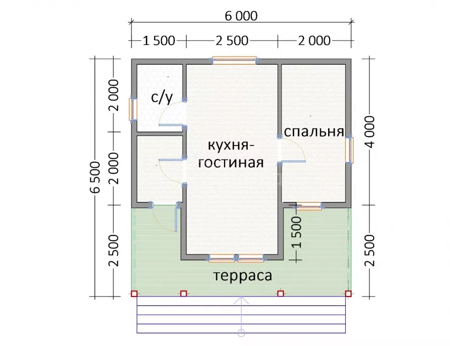 Мини дом 6х6,5 МД-4