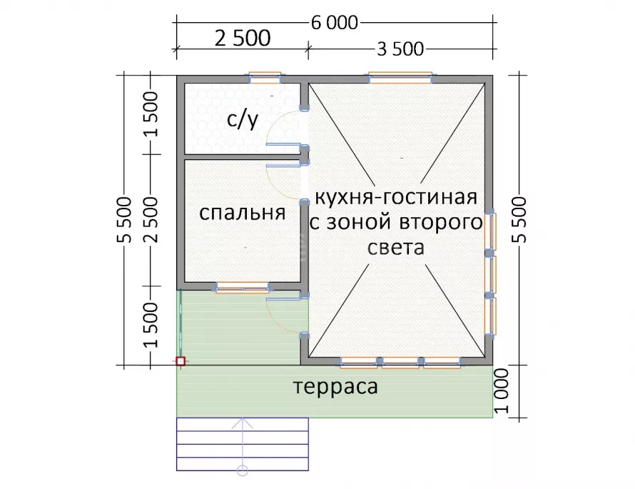 Мини дом 6х5,5 МД-5