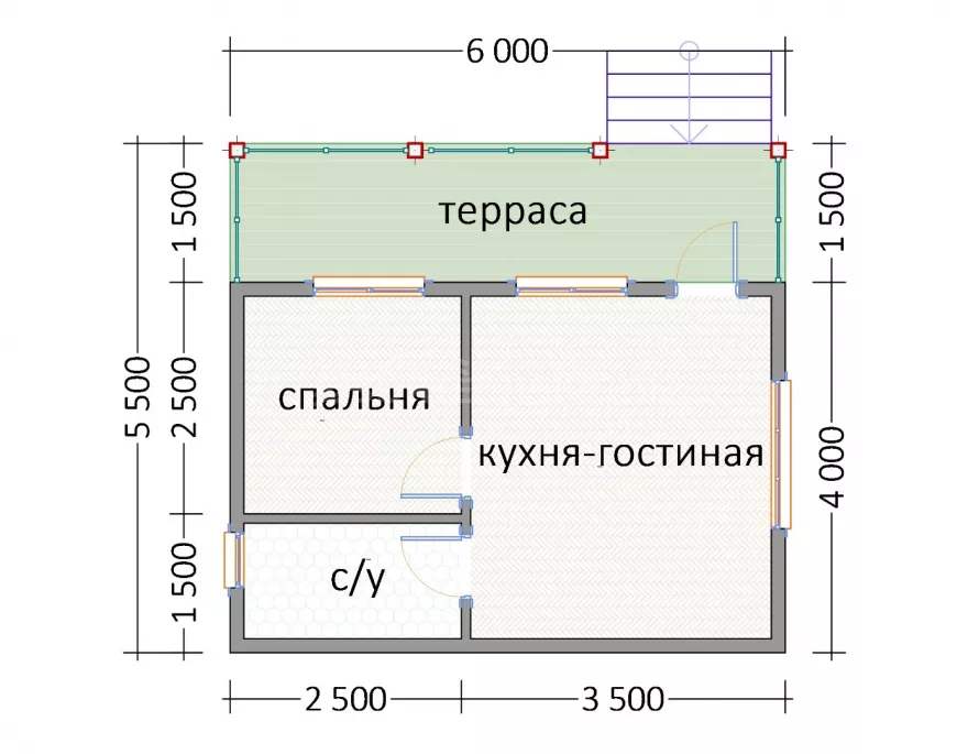 Мини дом 6х5,5 МД-6