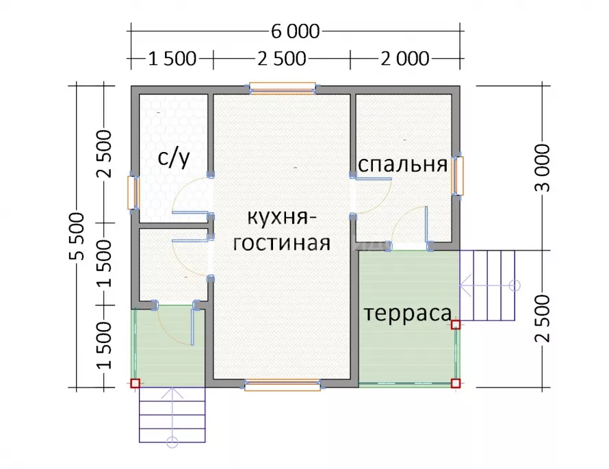 Мини дом 6х5,5 МД-7