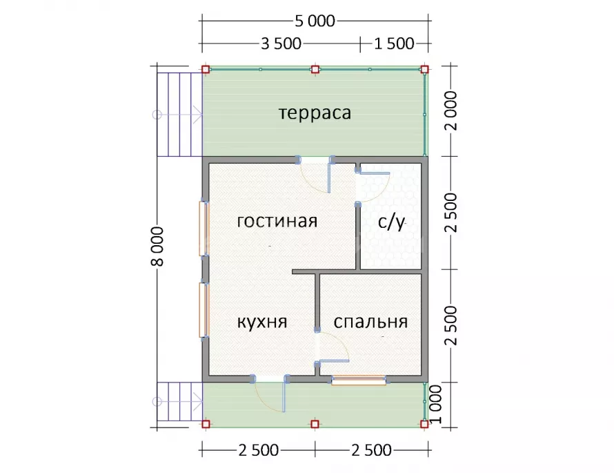 Мини дом 8х5 МД-8