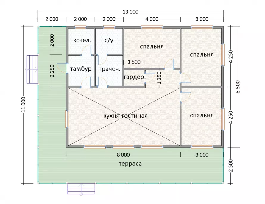 Каркасный дом 11х13 К-40