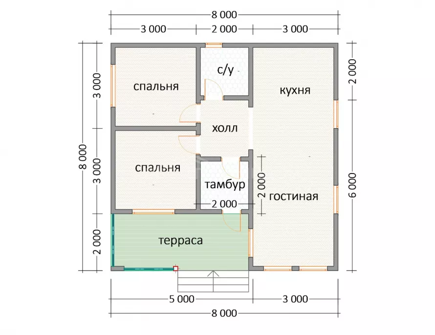 Каркасный дом 8х8 К-41