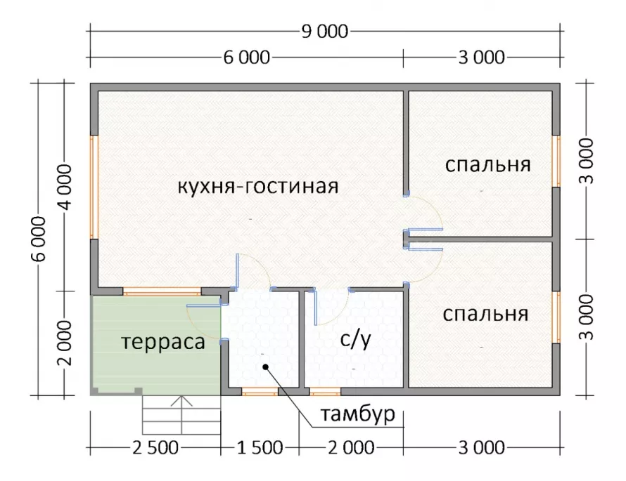 Каркасный дом 6х9 К-1