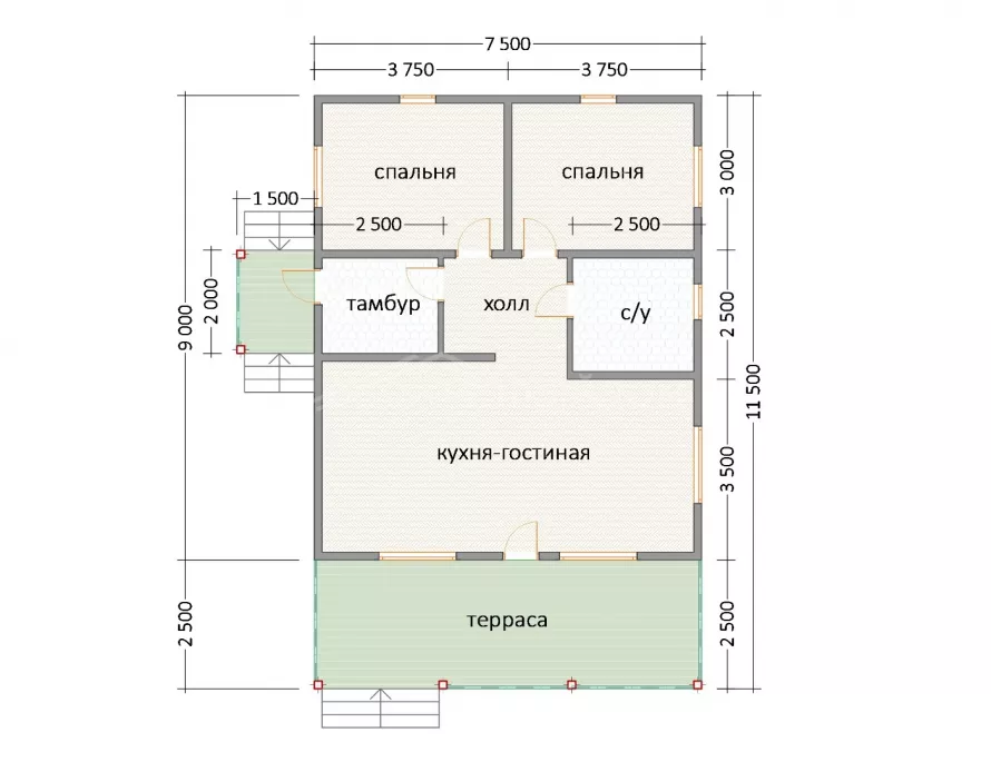 Каркасный дом 7,5х11,5 К-48