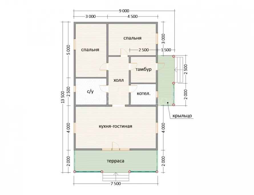 Каркасный дом 9,0х13,5 К-43