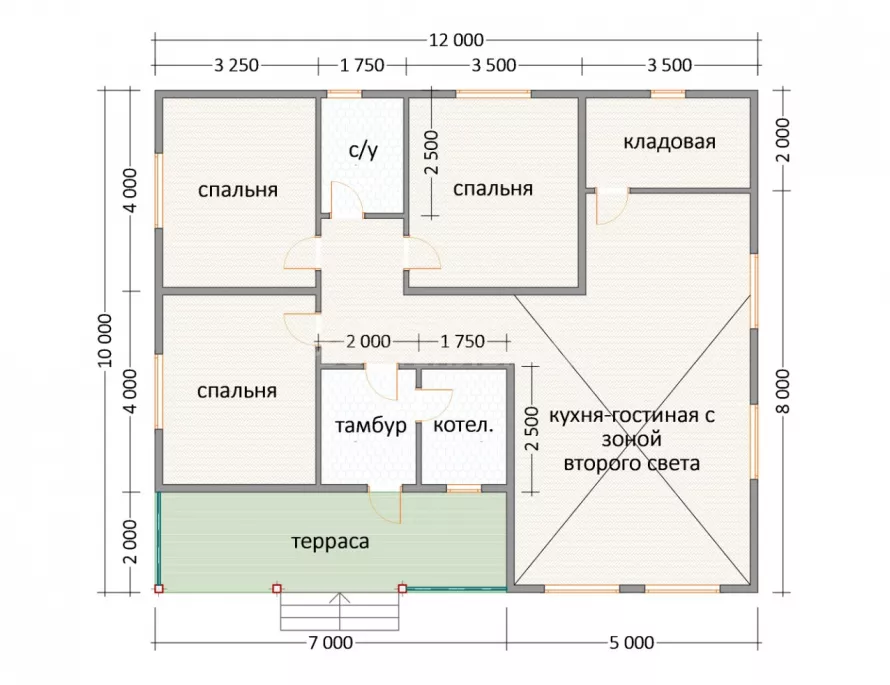 Каркасный дом 10х12 К-49