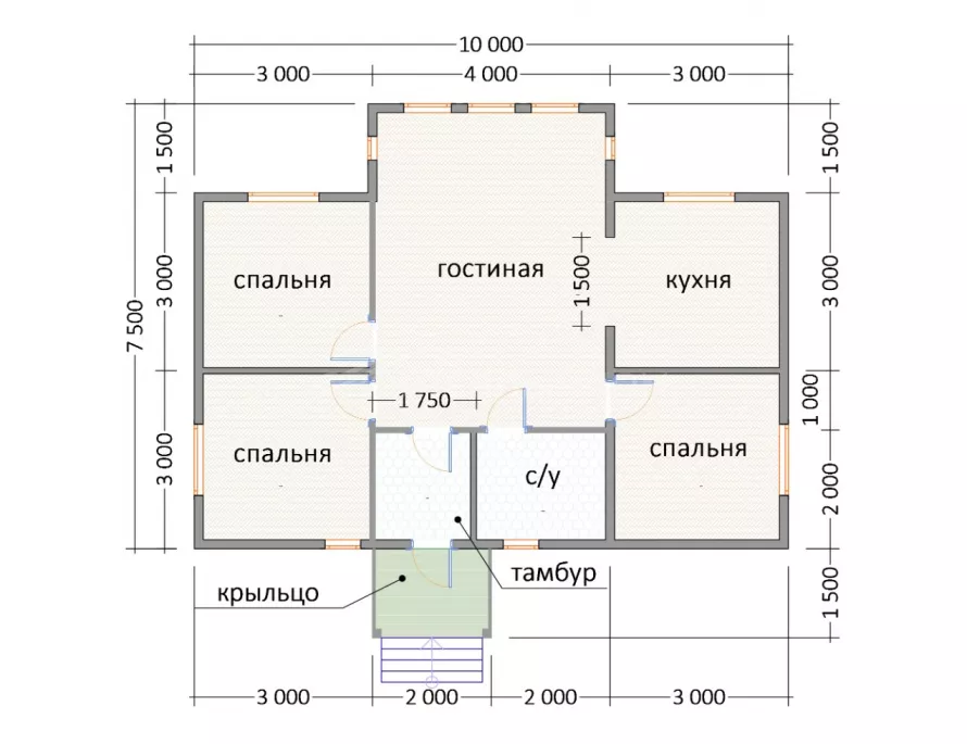 Каркасный дом 7,5х10 К-13